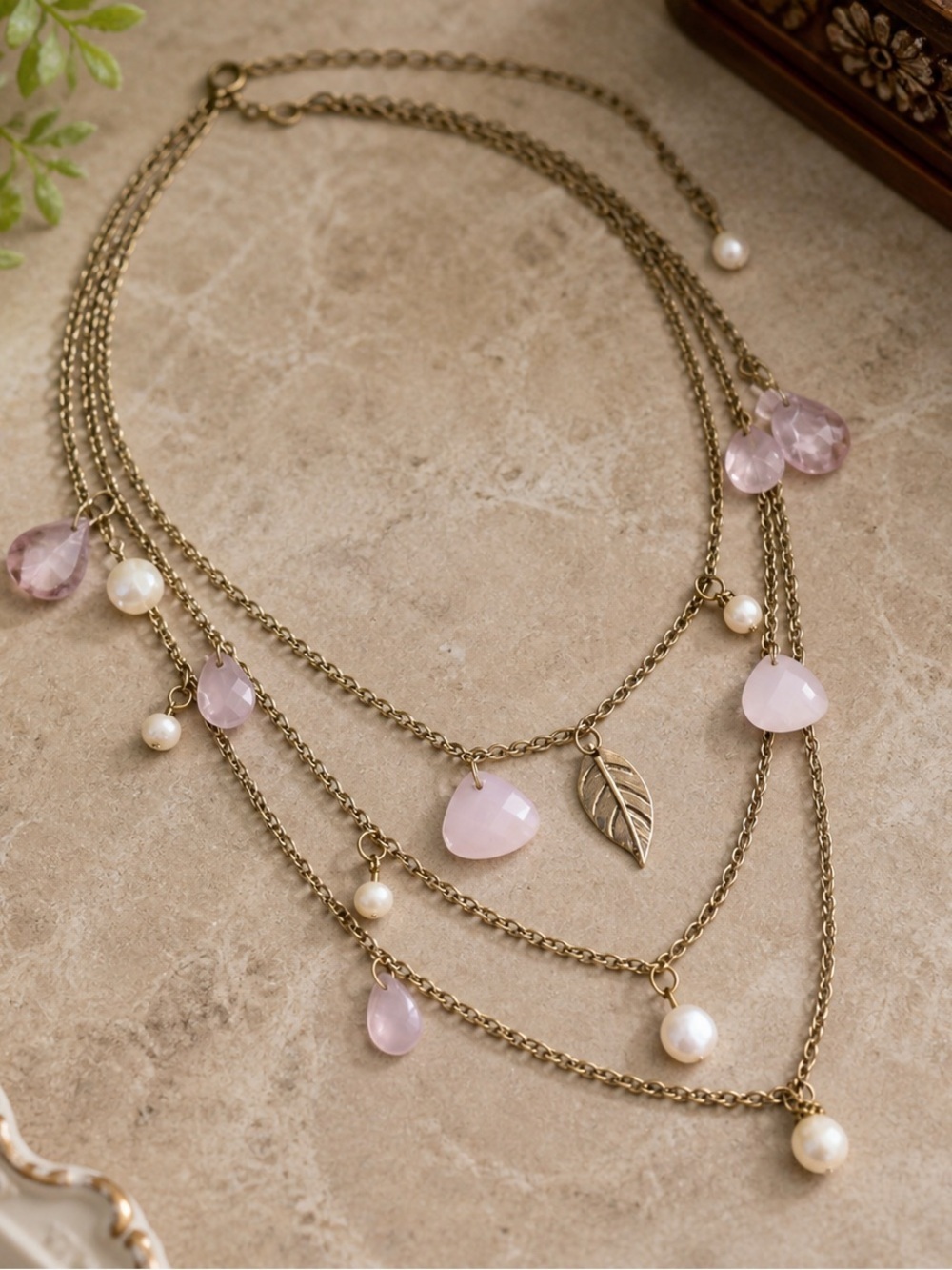Delicate Earthy Boho Layered Necklace | Extra Long 48” Gold Tone Charm Necklace